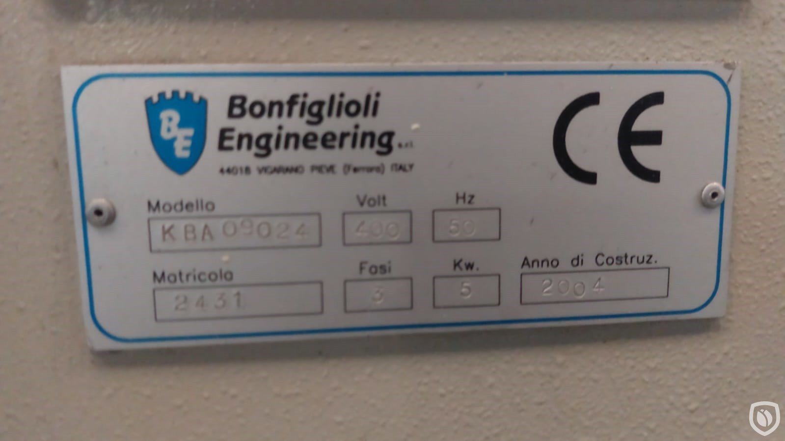 Bonfiglioli KBA 09024 - machine plate